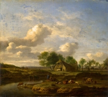 212/velde, adriaen van de - a landscape with a farm by a stream